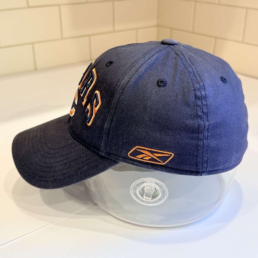 Reebok NFL Chicago Bears Fitted Baseball Cap Hat Navy Orange OSFA Officially - Picture 2 of 10